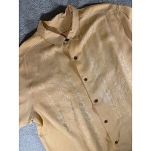Tommy Bahama Shirt 2XL Orange‎ Silk Beach Hawaiian Button Up Short Sleeve Mens